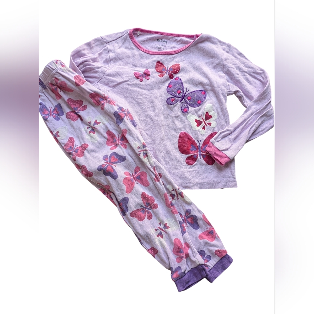 🌞4/20$ Girls' Lavender Butterfly Pajama Set - Brand Unknown